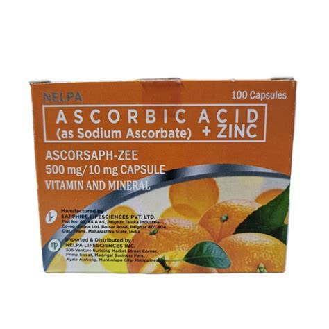 Ascorbic Acid As Sodium Ascorbate Plus Zinc Immumax Cznc Plus D Ascorsaph Zee 100capsule