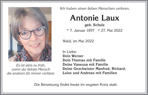 Traueranzeigen von Antonie Laux Allgäuer Zeitung