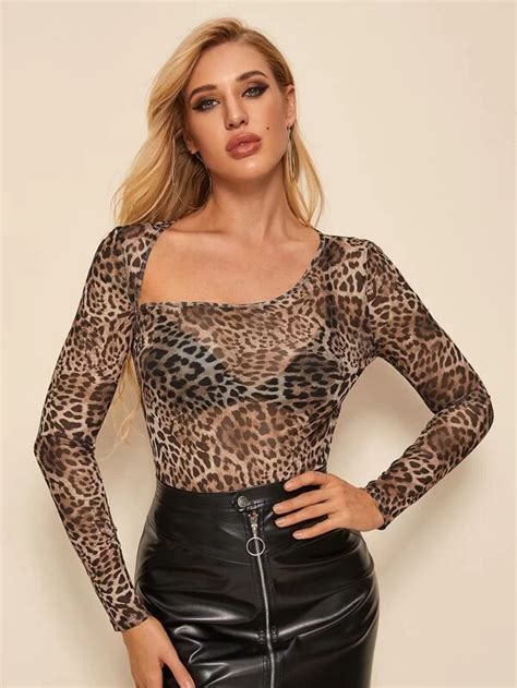 See Through Leopard Print Mesh Top Without Bra Artofit