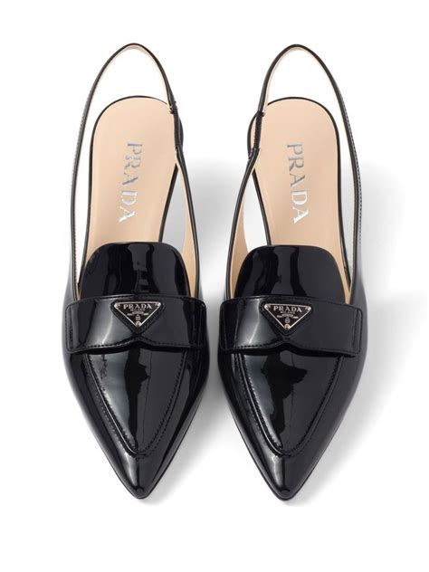 Prada Patent Leather Slingback Pumps Black Farfetch