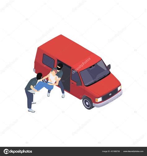 Kidnapping Van Isometric Composition Stock Vector Image By ©macrovector