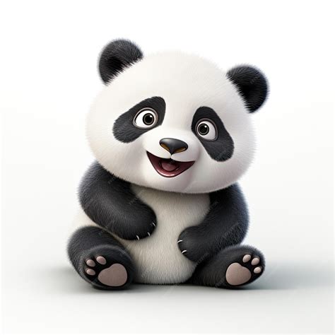 Premium Photo Illustration Cute Panda White Background