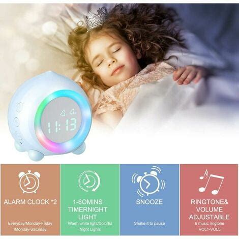 Réveil Enfant Lumineux LED Numerique en USB Charge Réveil Veilleuse