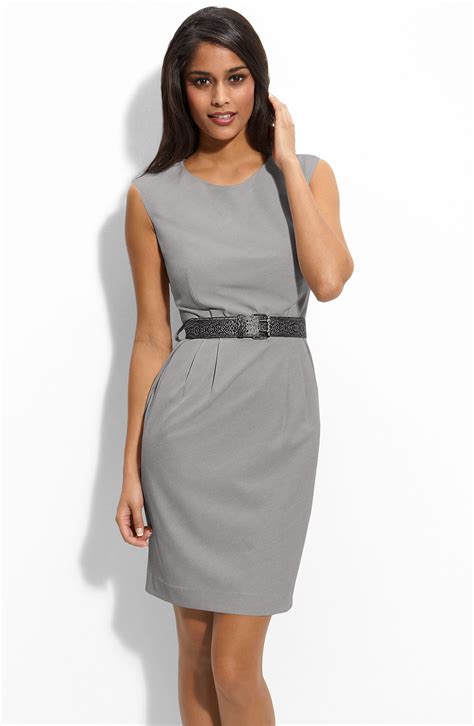 Calvin Klein Stretch Luxe Belted Sheath Dress Nordstrom