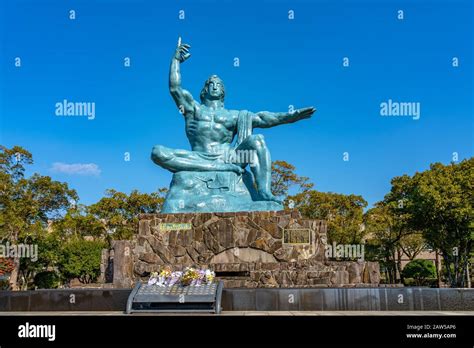 Peace Statue In Nagasaki Peace Park In Sunny Day A Historical Park