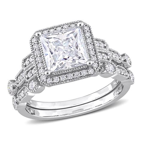 Amour Sterling Silver 2 1 2 Ct Dew Square Created Moissanite Bridal