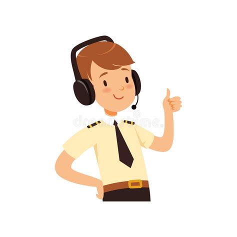 Air Traffic Controller Character, Man in Uniform with Headset Vector Illustration on a White ...