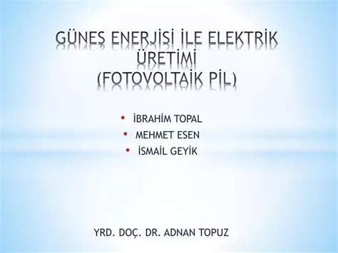 Ppt G Ne Enerj S Le Elektr K Ret M Fotovolta K P L Powerpoint