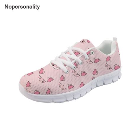 Nopersonality T Nis Feminino Estampado Porco Rosa Respir Vel D Para