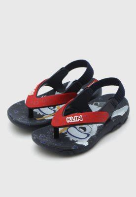 Chinelo Klin Infantil Acqua Print Azul Marinho Vermelho Compre Agora