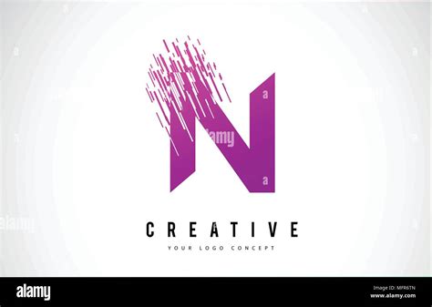 N Letter Logo Design With Purple Colors And Shattered Creative Particle