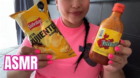 Asmr Comiendo Papas Sabritas Crujientes Con Salsa Valentina Youtube