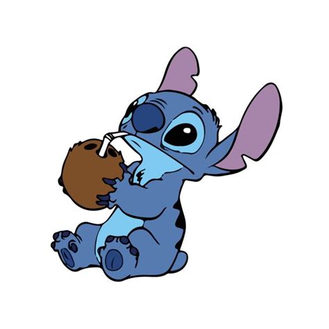 Stitch Is Drinking Coconut Stitch Drawing Lilo And Stitch Drawings