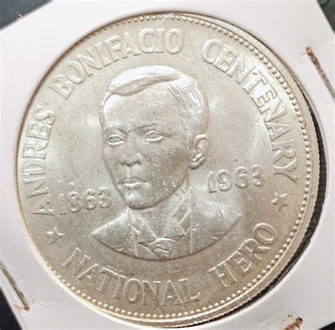 1963 One Peso Andres Bonifacio Centennial Birth Anniversary