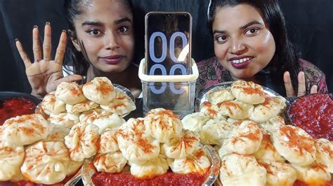 unlimited 2x spicy momos eating challenge || in 4 minutes momos mukbung ...