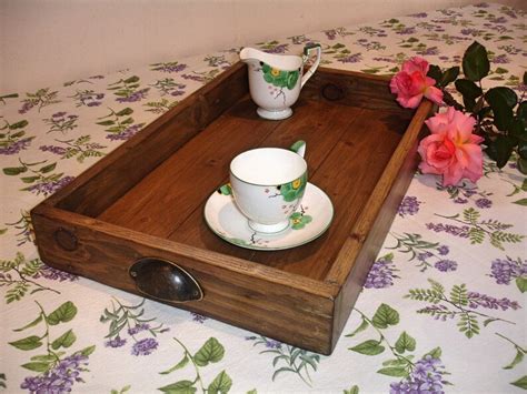 Rustic Wooden Tray Handmade Wooden Tea Tray Serving Tray Etsy