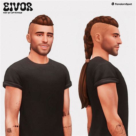 Eivor Ponytail Male Hair By Softerhaze Sims 4 CC In 2024 Sims Hair