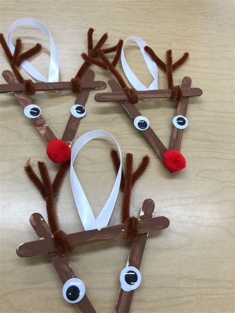 Popsicle stick Reindeer Ornaments | Diy christmas ornaments easy, Preschool christmas crafts ...