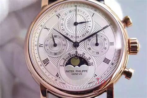 Patek Philippe Replica Complications Black Leather Strap