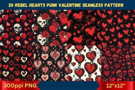 Rebel Hearts Punk Valentine Patterns Graphic By Colorbound Books