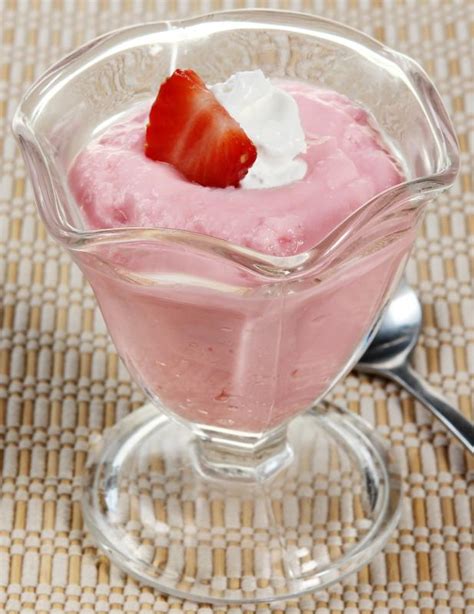 Glass Of Strawberry Mousse Prepared Food Photos Inc