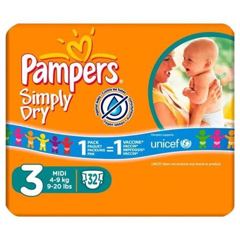 Pampers Simply Dry Taille 3 Midi 4 9kg 30 Couches 3460243 Cdiscount