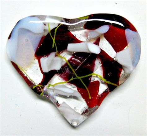 Fused Glass Red Heart Paper Weight Etsy Paper Hearts Paper Weights