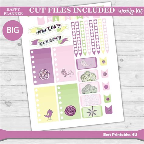 Spring Weekly Kit Big Happy Planner Stickers Printable Etsy