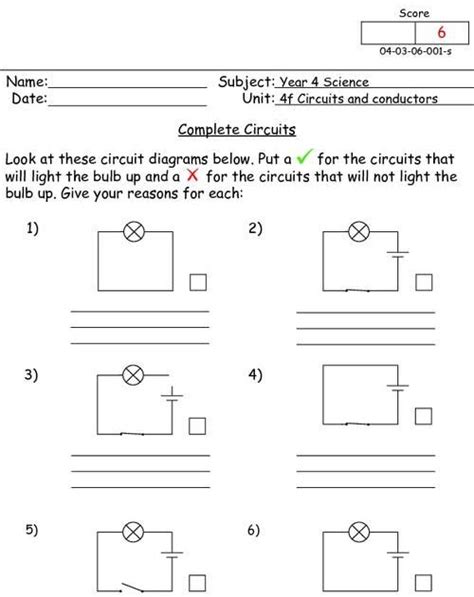 Drawing Circuit Diagrams Worksheet