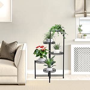 IDavosic Ly 5 Tier Metal Plant Stand For Indoor Outdoor Foldable