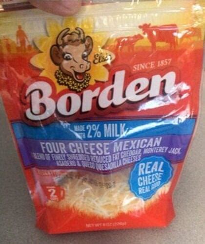 Borden Finely Shredded 2 Milk Four Cheese Mexican Cheese 8 Oz