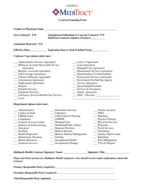 Fillable Online Healthlawyers Contract Scanning Form Vendor Or