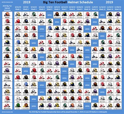 Big Ten Helmet Schedule Big Ten Football Online