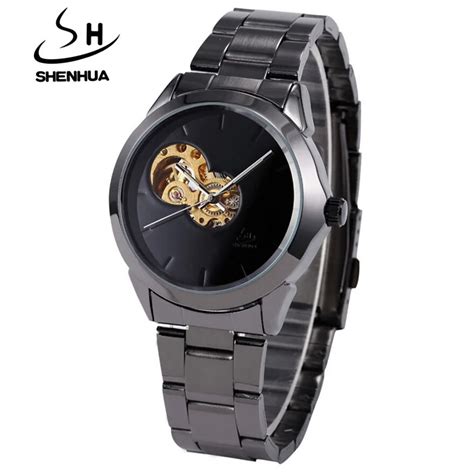 Shenhua Luxury Men Watches Famous Brand Black Dial Automatic Self Wind