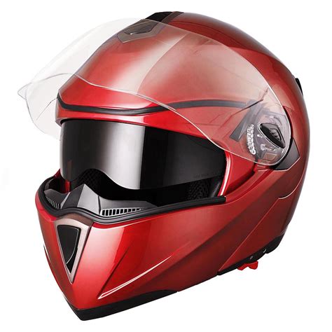 Dot Flip Up Modular Full Face Motorcycle Helmet Dual Visor Motocross Size Opt