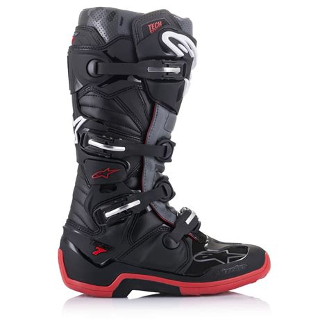 Tech 7 Mx Boots Black Cool Gray Red Tracktion Motorcycles