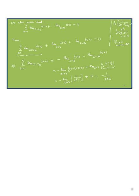 Solution Application Of Residue Theorem Studypool