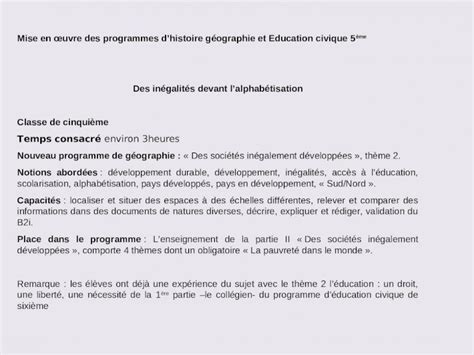 Ppt Mise En Uvre Des Programmes Dhistoire G Ographie Et Education