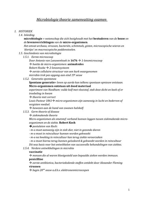 Microbiologie Theorie Volledige Samenvatting Microbiologie Theorie