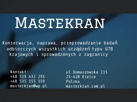 Usługi Przygotowanie urządzenia do badania UDT Masterkran