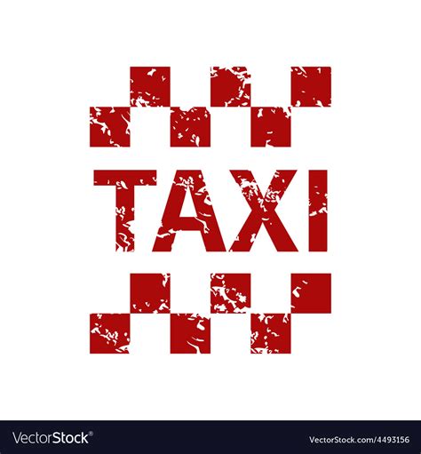 Red grunge taxi logo Royalty Free Vector Image