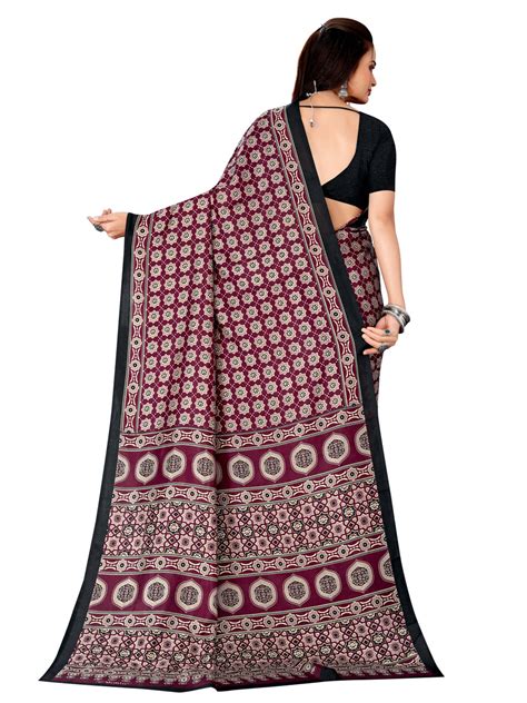 Buy Malgudi Silk Fabric Maroon Colour Uniform Wear Printed Saree With