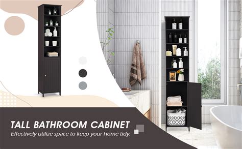 Tangkula Slim Tall Bathroom Storage Cabinet 72 H Floor Standing Tower Cabinet With