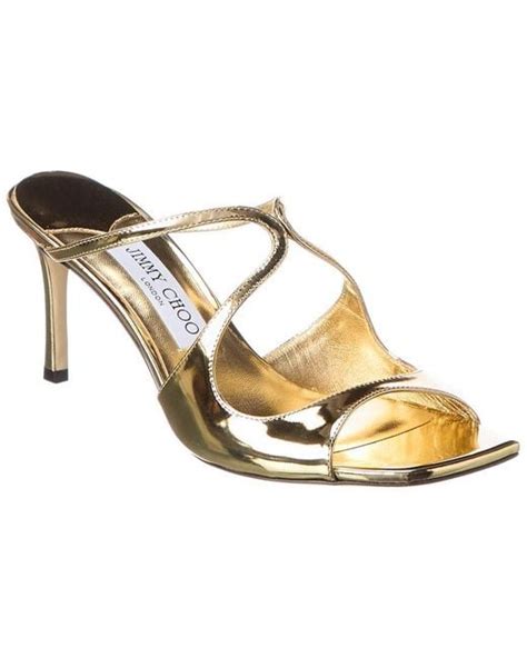 Jimmy Choo Anise 75 Leather Sandal In Gold Metallic Lyst