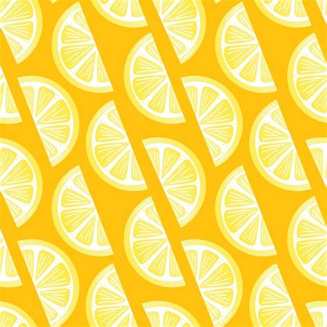 Premium Vector Lemon Slice Seamless Vector Repeat Pattern With Orange Background