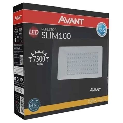 Refletor Led 100W Bivolt Branco Quente 3000k Avant DanielEletro