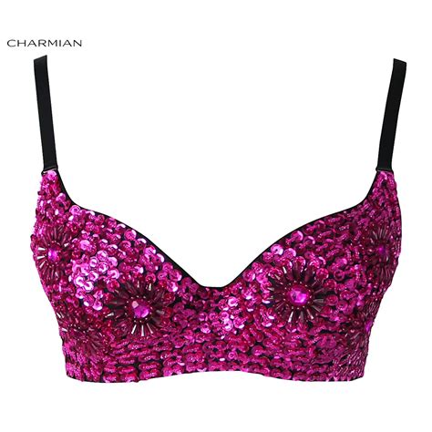 Charmian Women S B Cup Gothic Steampunk Bra Top Floral Sequin Party