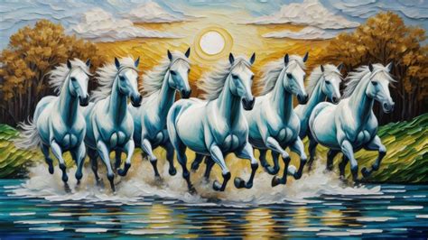 7 running horses landscape painting | Seven horses painting, Running ...