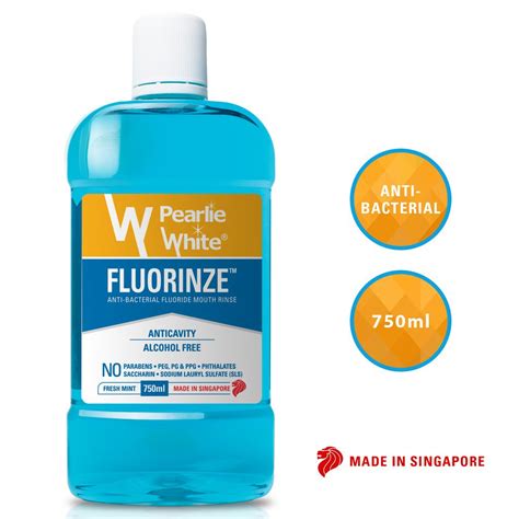 Pearlie White Fluorinze Alcohol Free Antibacterial Fluoride Mouth Rinse