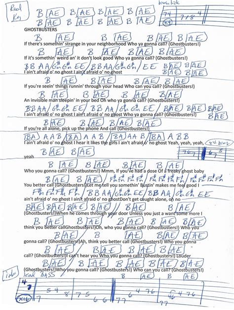 Ghostbusters (Ray Parker Jr.) Guitar Chord Chart in B Major (REAL KEY ...